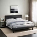 Karl Home Full Size Platform Upholstered Bed Frame with Soft Adjustable Headboard Black