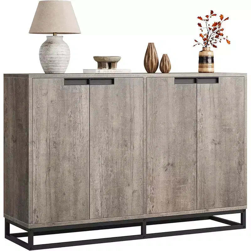 Buffet de Rangement, Grand Meuble de Rangement Moderne de Cuisine de 55" avec 2 Tiroirs et 4 Portes