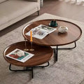GustoWave 2Pcs Small Nesting Coffee Table, Round Wood Center Table for Living Room, Bedroom, Walnut
