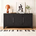 Luxystar Sideboard Cabinet with MDF+Pine veneer and Adjustable Shelves for Living Rooms and Entrance, Black