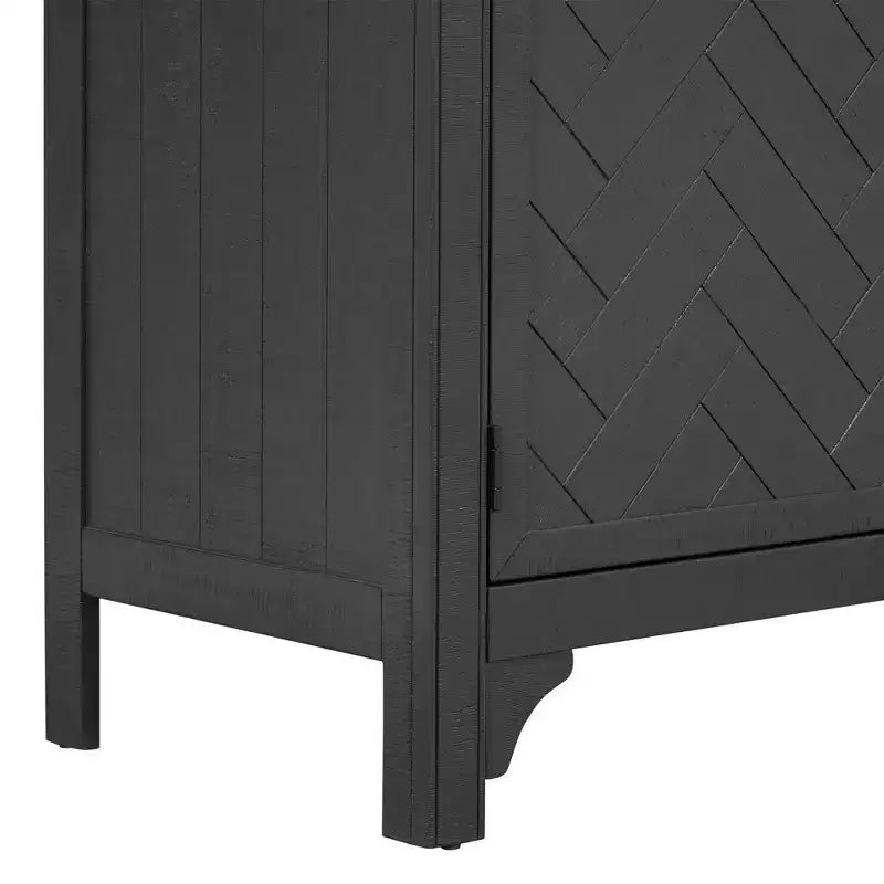 Buffet avec placage MDF+Pin et étagères réglables pour Salons et Entrées, Noir
