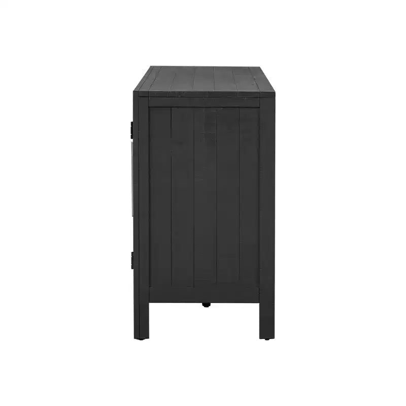 Buffet avec placage MDF+Pin et étagères réglables pour Salons et Entrées, Noir