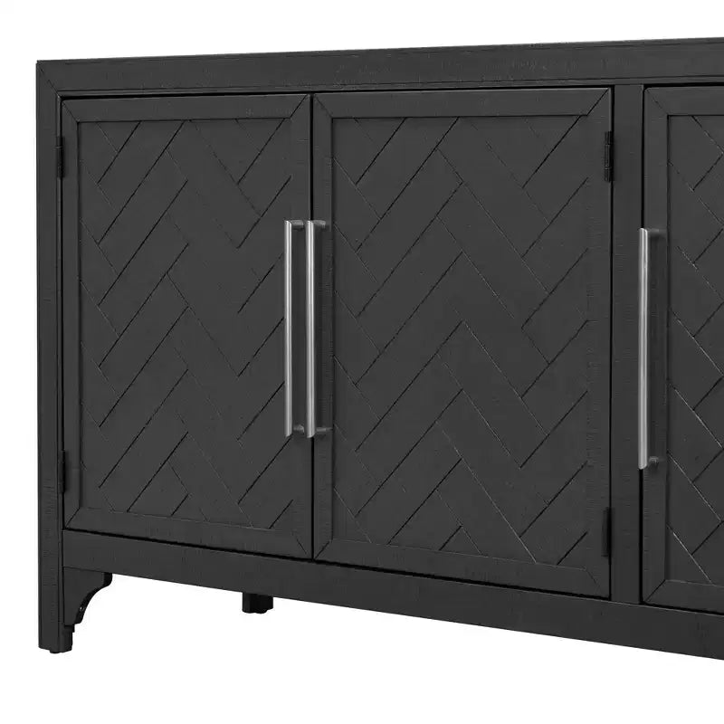 Buffet avec placage MDF+Pin et étagères réglables pour Salons et Entrées, Noir