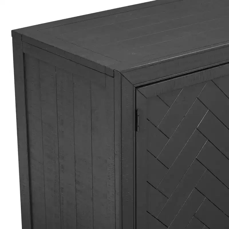 Buffet avec placage MDF+Pin et étagères réglables pour Salons et Entrées, Noir