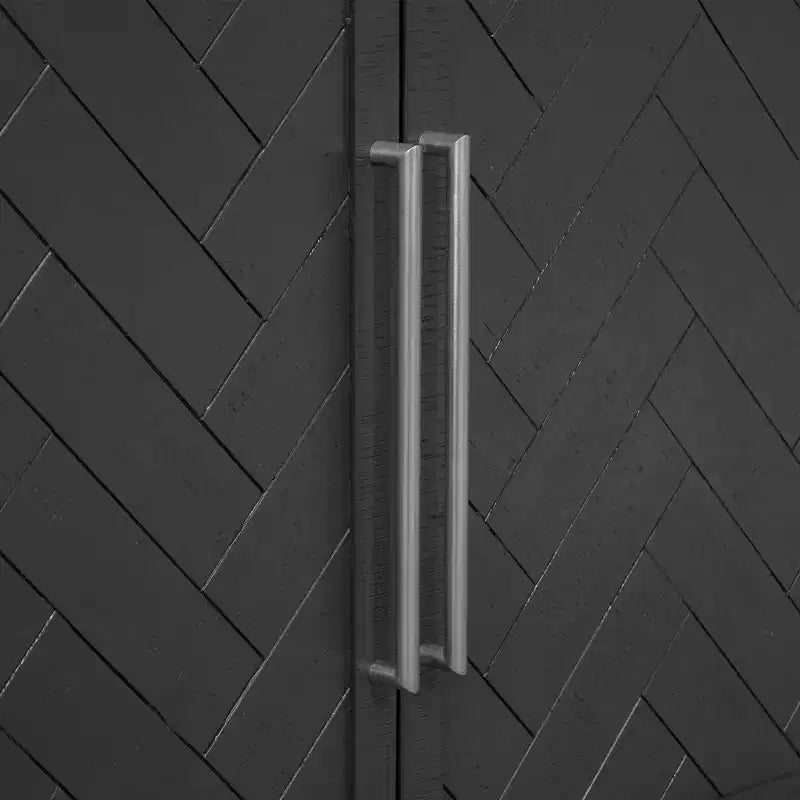Buffet avec placage MDF+Pin et étagères réglables pour Salons et Entrées, Noir