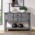 48 Inch Solid Wood Sideboard Table with 2 Drawers, Cabinets and Base Shelf, Vintage Style Storage Buffet Cabinet for Living Room, Kitchen