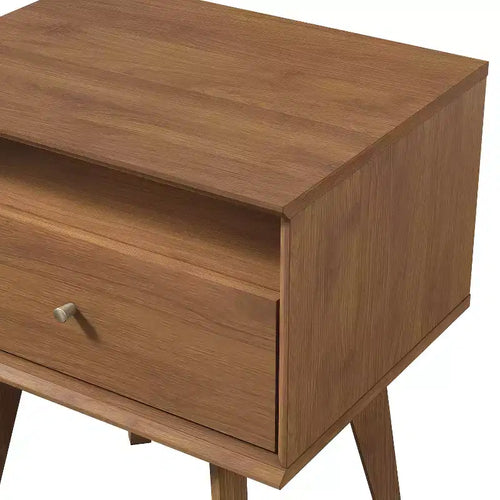 Table de chevet 1 tiroir avec rangement, lot de 2 - Noyer Ambre