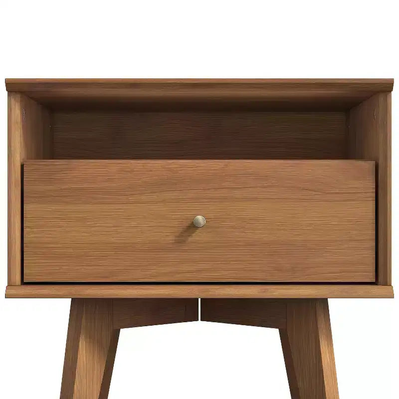 Table de chevet 1 tiroir avec rangement, lot de 2 - Noyer Ambre