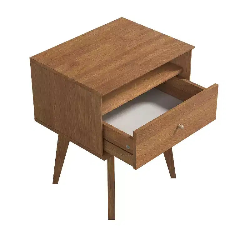 Table de chevet 1 tiroir avec rangement, lot de 2 - Noyer Ambre
