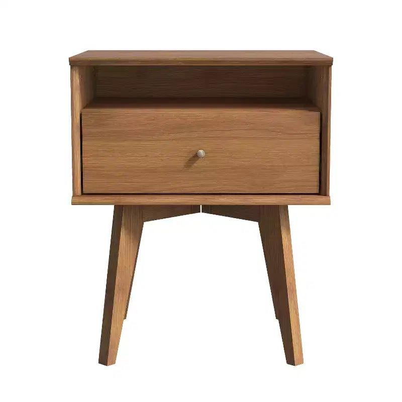 Table de chevet 1 tiroir avec rangement, lot de 2 - Noyer Ambre