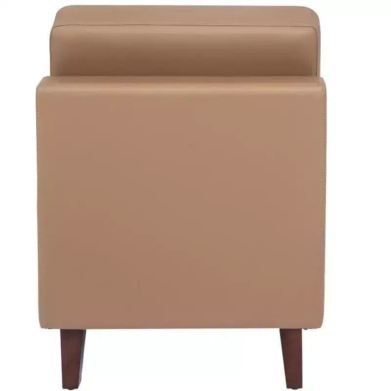 Fauteuil de réception capitonné avec pieds en noyer et patins réglables