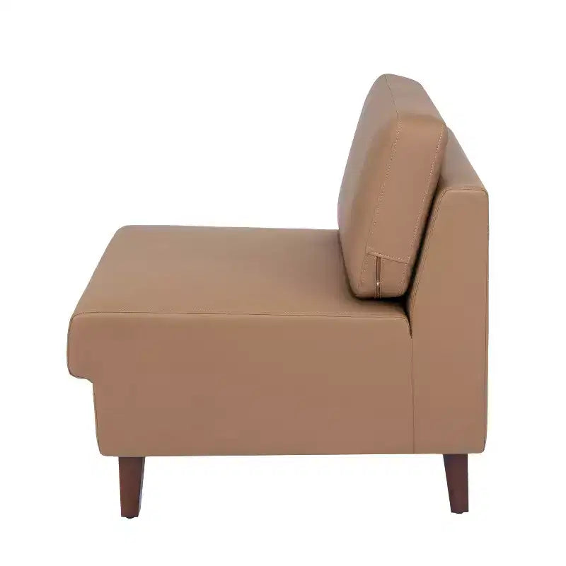 Fauteuil de réception capitonné avec pieds en noyer et patins réglables