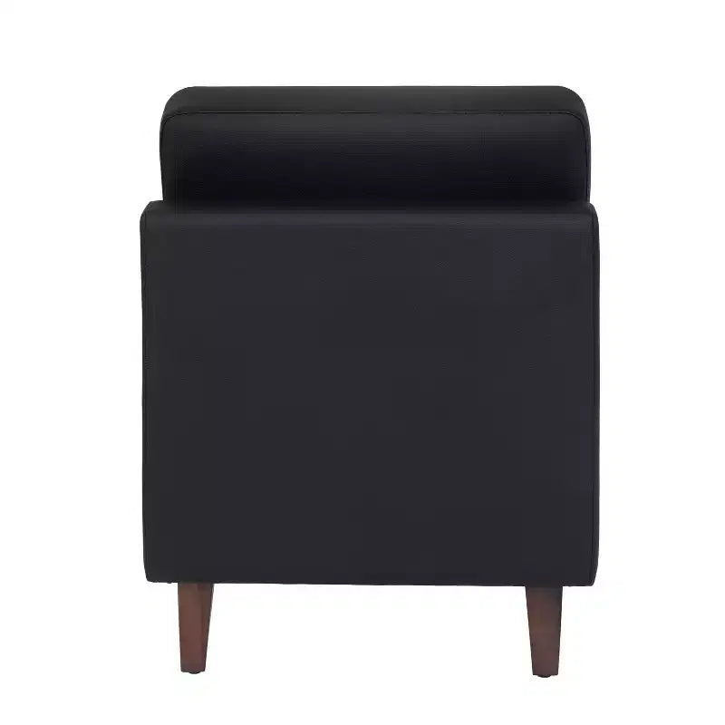 Fauteuil de réception capitonné avec pieds en noyer et patins réglables