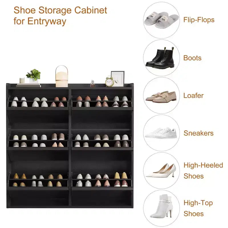 Meuble à chaussures avec 6 tiroirs basculants, Organisateur de chaussures en bois avec étagère réglable, Rangement de chaussures