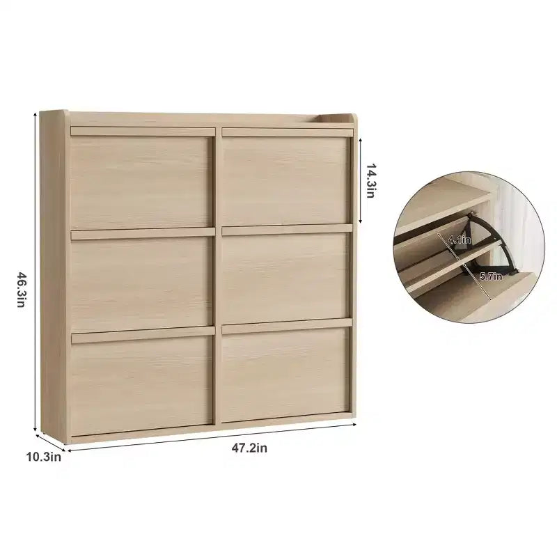 Meuble à chaussures avec 6 tiroirs basculants, Organisateur de chaussures en bois avec étagère réglable, Rangement de chaussures