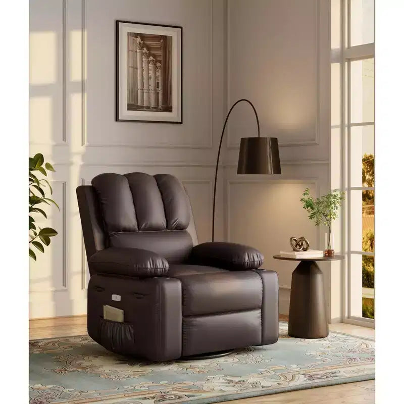 Fauteuil inclinable de massage, fauteuil inclinable pivotant en cuir PU pour salon, chambre de bébé ou cinéma maison, canapé inclinable ergonomique avec porte-gobelets