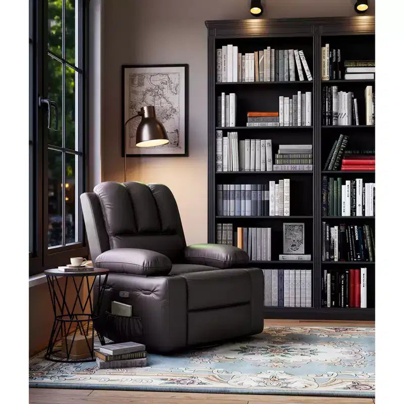 Fauteuil inclinable de massage, fauteuil inclinable pivotant en cuir PU pour salon, chambre de bébé ou cinéma maison, canapé inclinable ergonomique avec porte-gobelets
