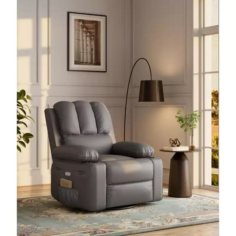 Fauteuil inclinable de massage, fauteuil inclinable pivotant en cuir PU pour salon, chambre de bébé ou cinéma maison, canapé inclinable ergonomique avec porte-gobelets
