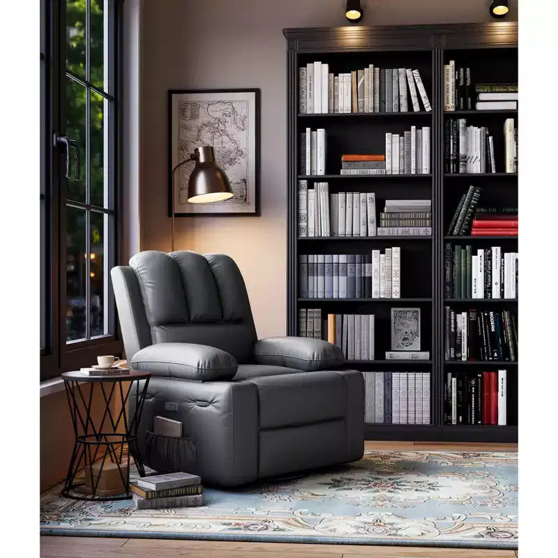Fauteuil inclinable de massage, fauteuil inclinable pivotant en cuir PU pour salon, chambre de bébé ou cinéma maison, canapé inclinable ergonomique avec porte-gobelets