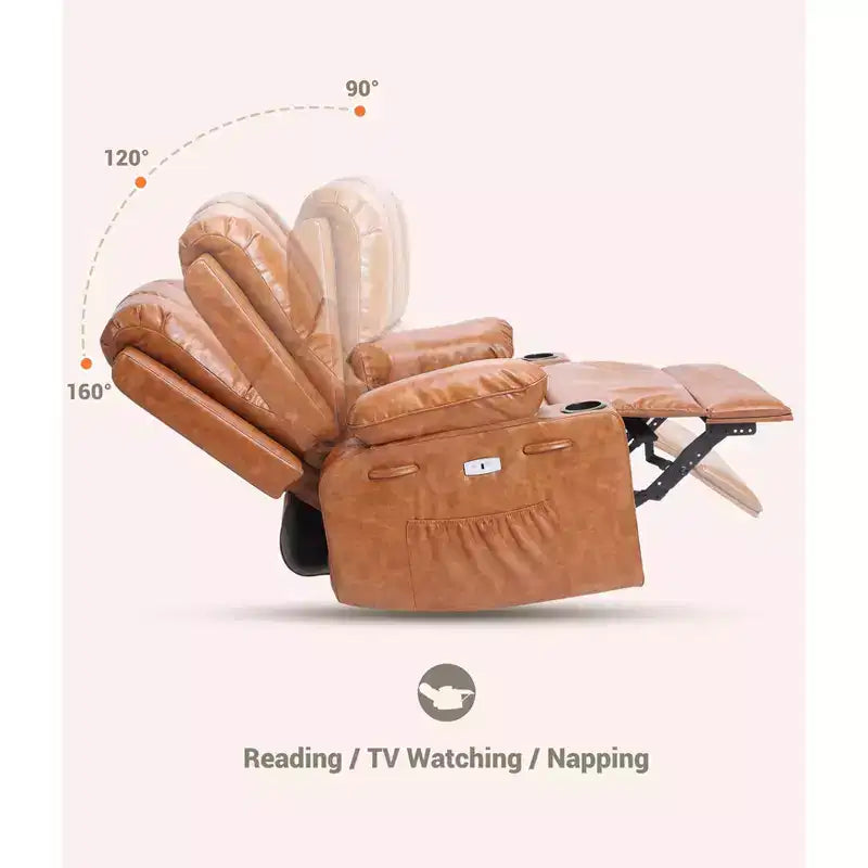 Fauteuil inclinable de massage, fauteuil inclinable pivotant en cuir PU pour salon, chambre de bébé ou cinéma maison, canapé inclinable ergonomique avec porte-gobelets