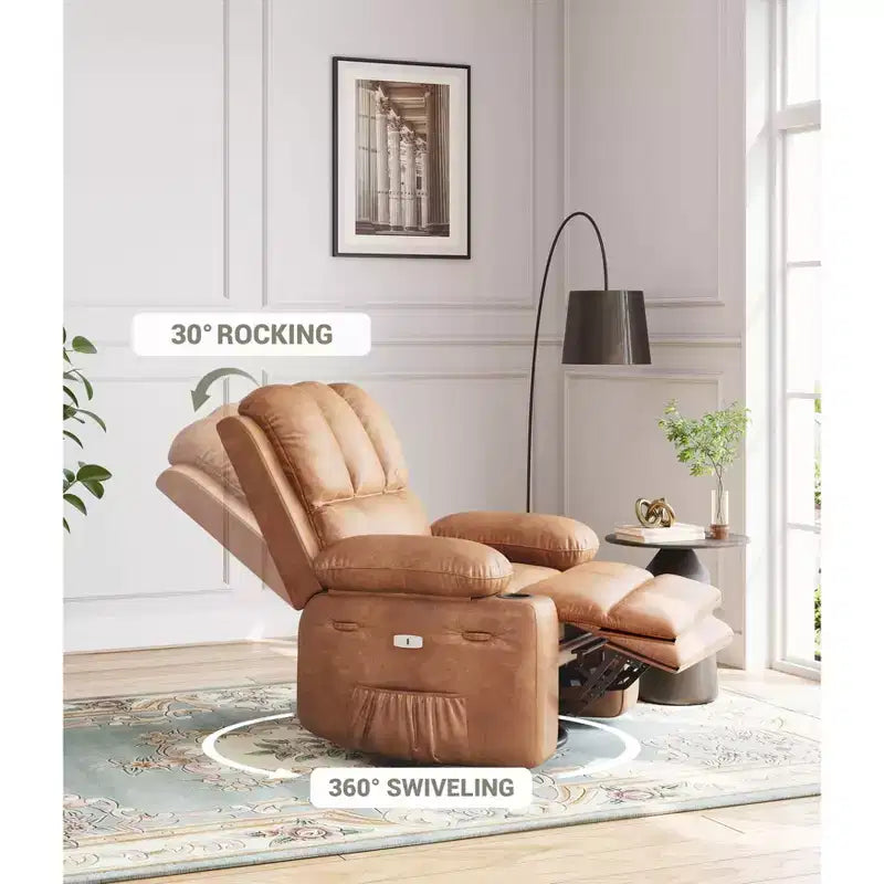 Fauteuil inclinable de massage, fauteuil inclinable pivotant en cuir PU pour salon, chambre de bébé ou cinéma maison, canapé inclinable ergonomique avec porte-gobelets