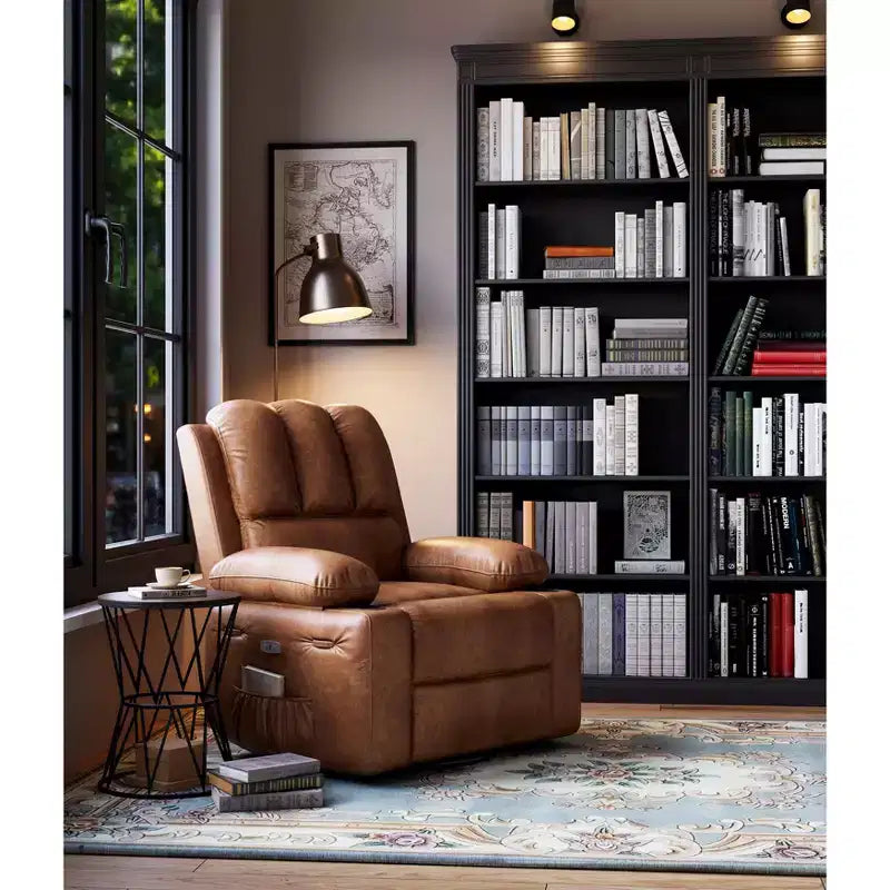Fauteuil inclinable de massage, fauteuil inclinable pivotant en cuir PU pour salon, chambre de bébé ou cinéma maison, canapé inclinable ergonomique avec porte-gobelets