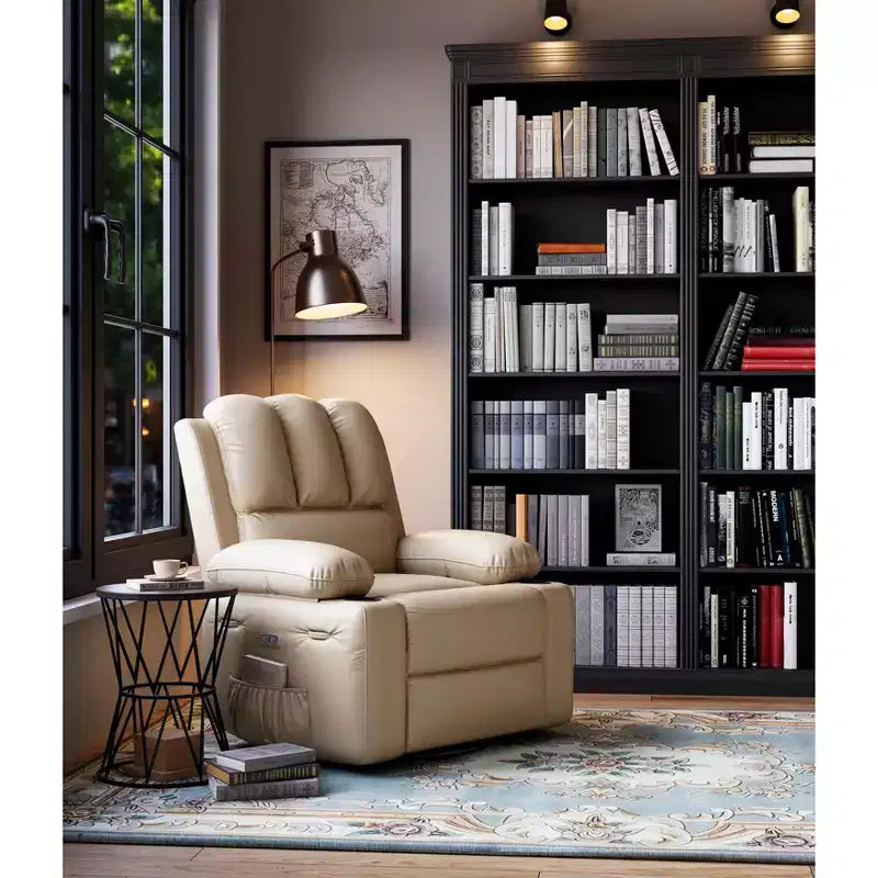 Fauteuil inclinable de massage, fauteuil inclinable pivotant en cuir PU pour salon, chambre de bébé ou cinéma maison, canapé inclinable ergonomique avec porte-gobelets