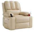 Massage Recliner Chair, PU Leather Swivel Recliner for Living Room, Nursery, or Home Theater, Ergonomic Reclining Sofa with Cup Holders