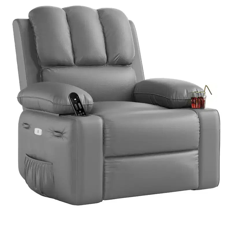 Fauteuil inclinable de massage, fauteuil inclinable pivotant en cuir PU pour salon, chambre de bébé ou cinéma maison, canapé inclinable ergonomique avec porte-gobelets