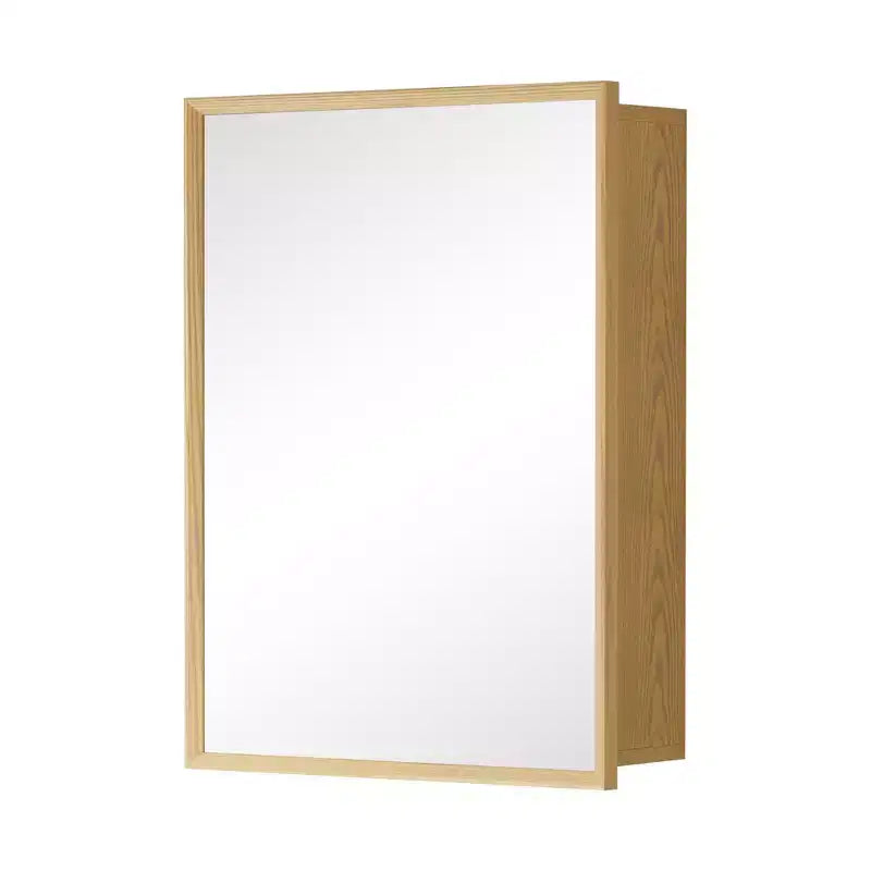 Armoire murale de salle de bain avec miroir, armoire de rangement en bois de chêne avec étagères réglables pour l'organisation de la salle de bain