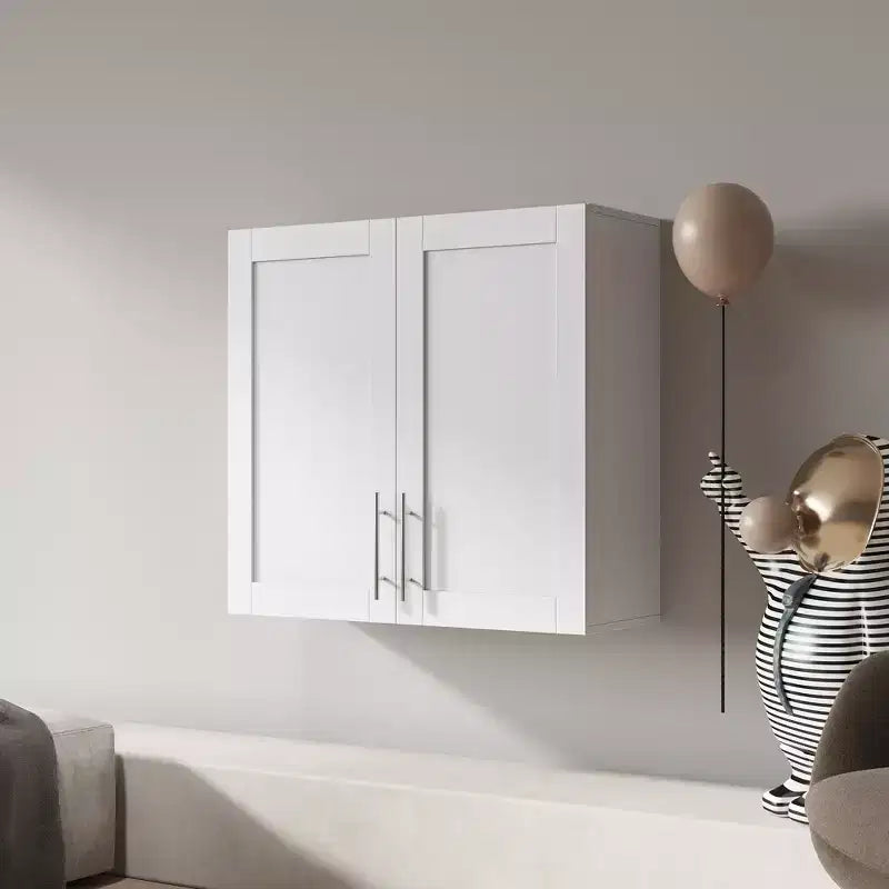 Armoire de rangement murale empilable moderne de 31,5 pouces avec 2 portes et 1 étagère réglable