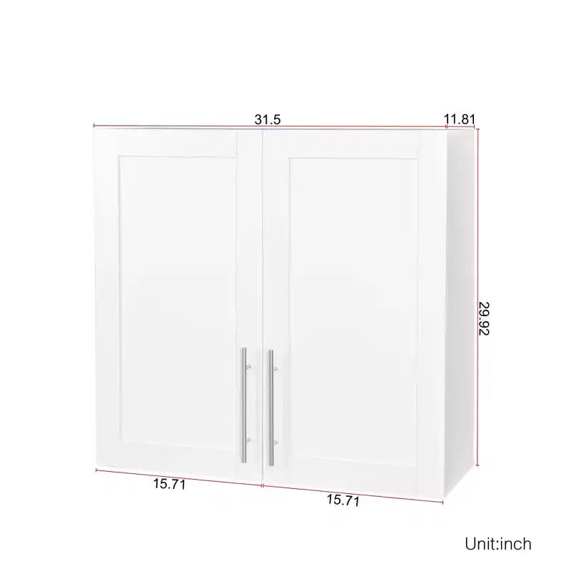 Armoire de rangement murale empilable moderne de 31,5 pouces avec 2 portes et 1 étagère réglable