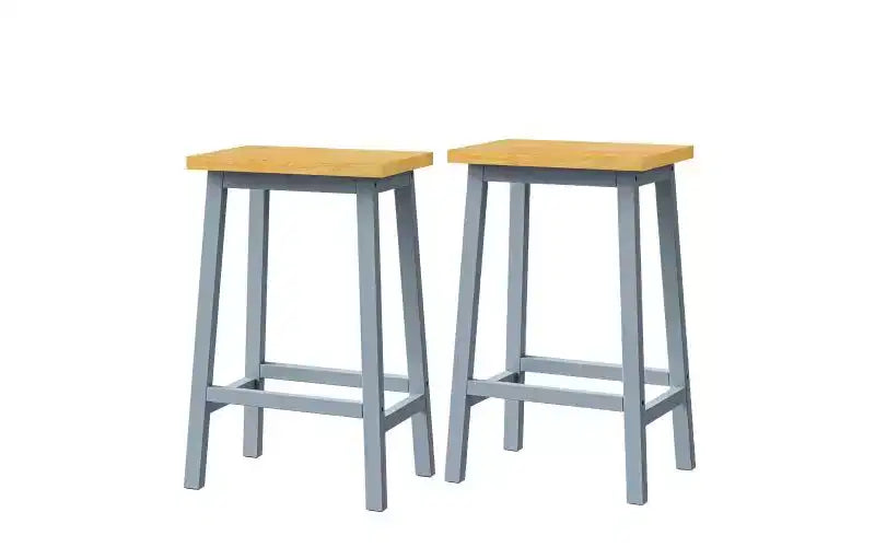 Lot de 2 tabourets de bar de 65 cm de haut, tabourets de comptoir de cuisine avec repose-pieds, tabourets de ferme pour salle à manger, cuisine, comptoir