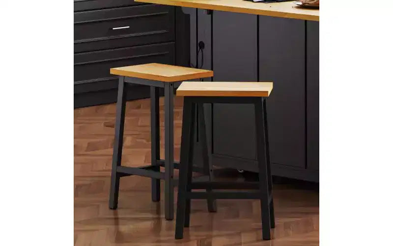 EHMKNP 25.6 Tall Set of 2 Bar Chairs, Kitchen Counter Stools with Footrests, Farmhouse Stools for Dining Room, Kitchen, Counter
