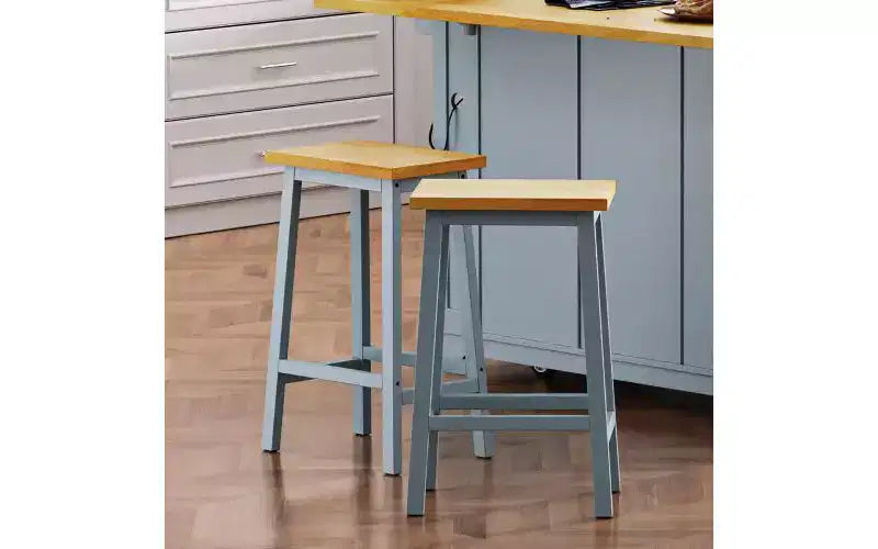 Lot de 2 tabourets de bar de 65 cm de haut, tabourets de comptoir de cuisine avec repose-pieds, tabourets de ferme pour salle à manger, cuisine, comptoir