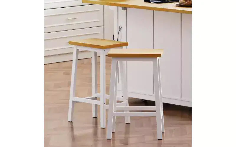 Lot de 2 tabourets de bar de 65 cm de haut, tabourets de comptoir de cuisine avec repose-pieds, tabourets de ferme pour salle à manger, cuisine, comptoir