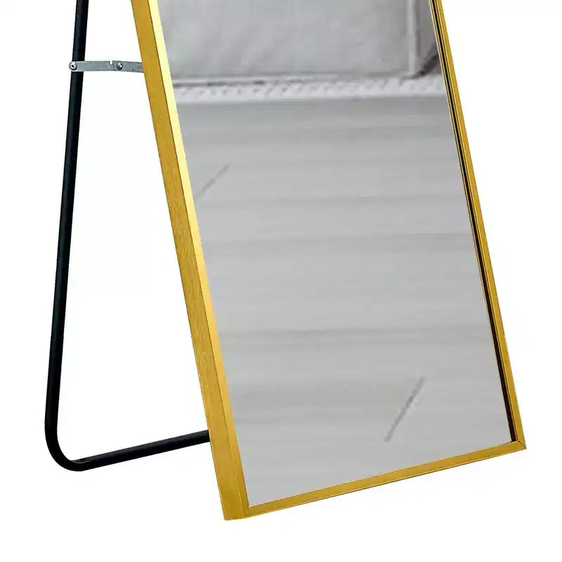 Miroir pleine longueur de 150*40cm avec cadre en alliage d'aluminium, miroir de corps avec support en métal, miroir de sol pour entrée de chambre à coucher, dressing, doré