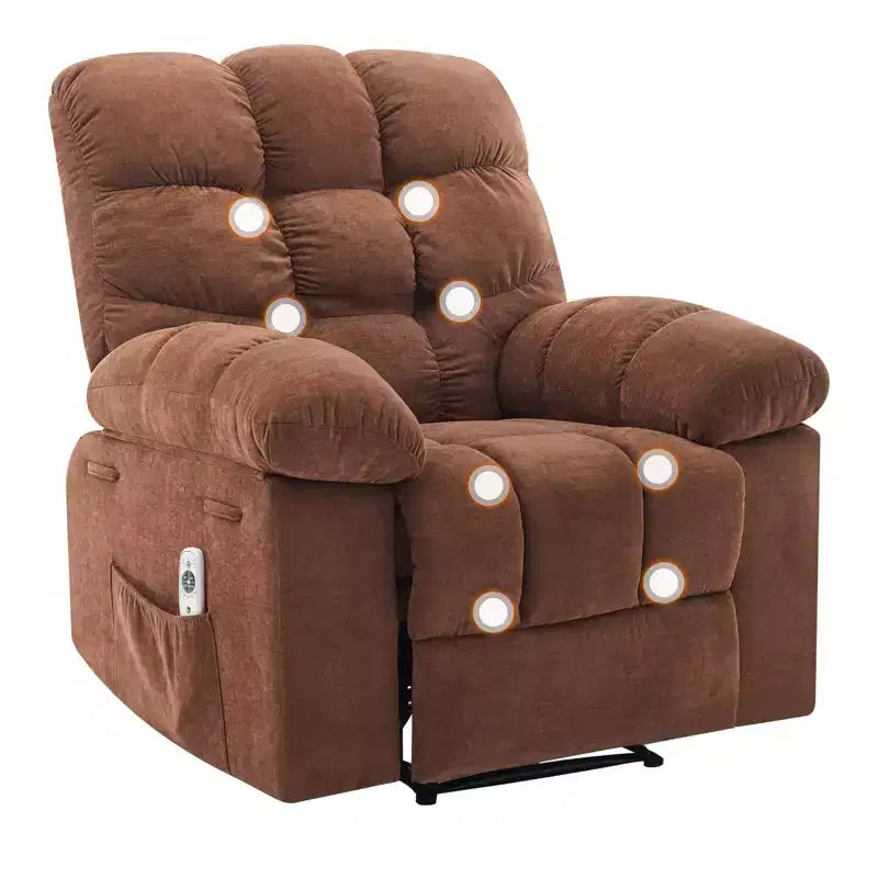 Fauteuil inclinable surdimensionné pour adulte avec massage et chaleur, canapé inclinable rembourré en tissu respirant pour salon
