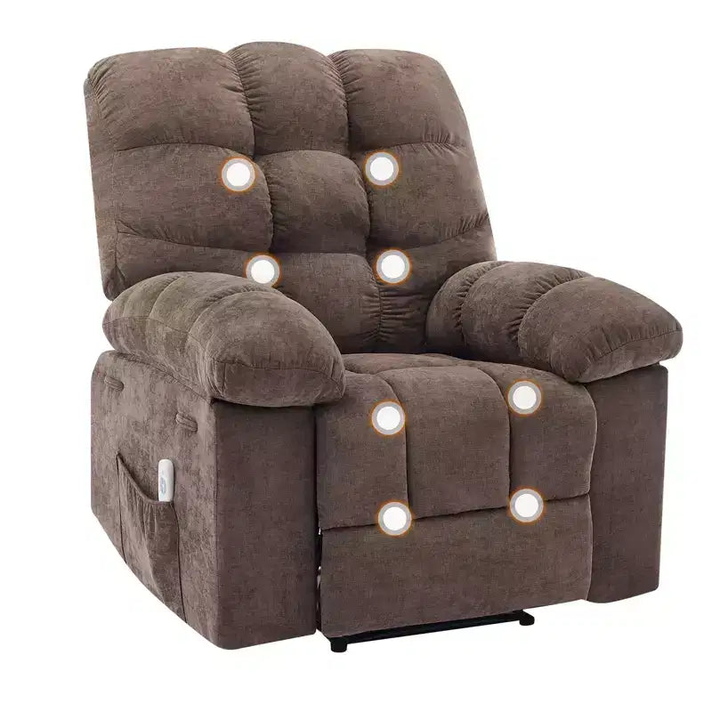 Fauteuil inclinable surdimensionné pour adulte avec massage et chaleur, canapé inclinable rembourré en tissu respirant pour salon
