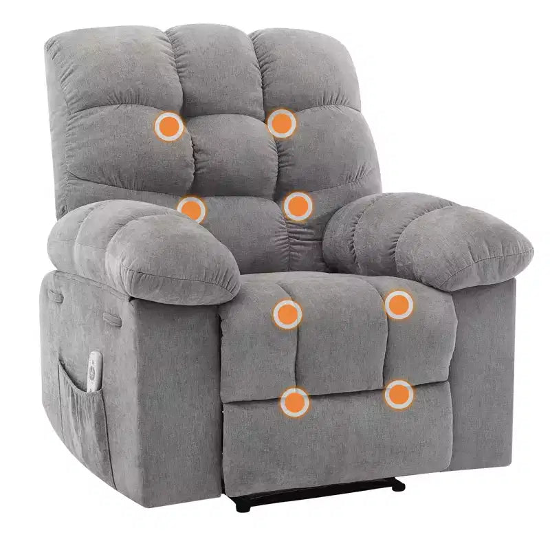Fauteuil inclinable surdimensionné pour adulte avec massage et chaleur, canapé inclinable rembourré en tissu respirant pour salon