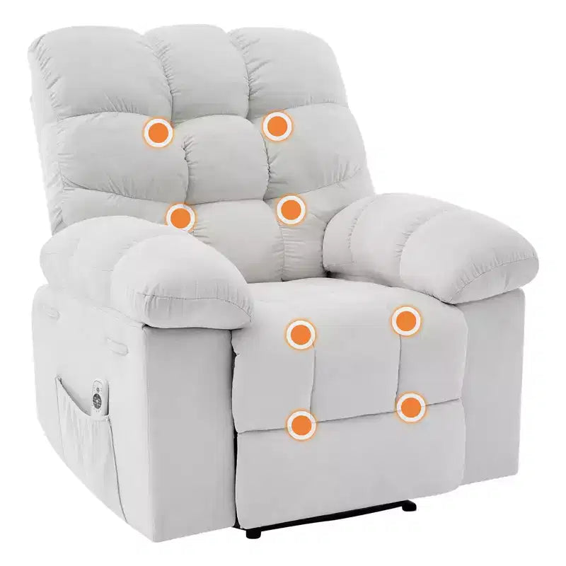 Fauteuil inclinable surdimensionné pour adulte avec massage et chaleur, canapé inclinable rembourré en tissu respirant pour salon