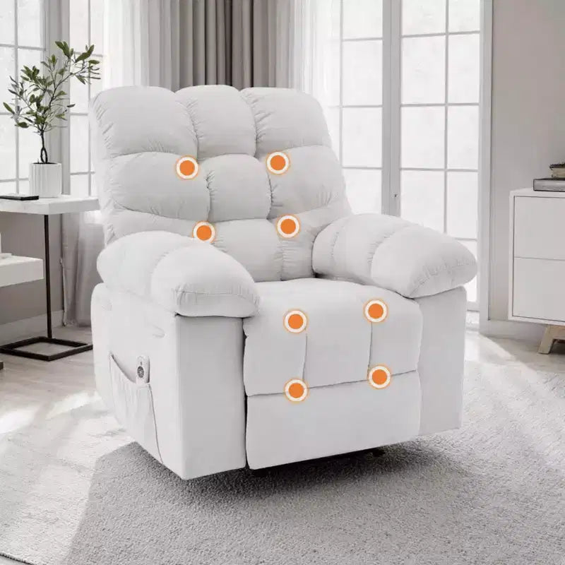 GustoWave Oversized Recliner Chair for Adult w/Massage and Heat, Overstuffed Breathable Fabric Reclining Sofa for Living Room