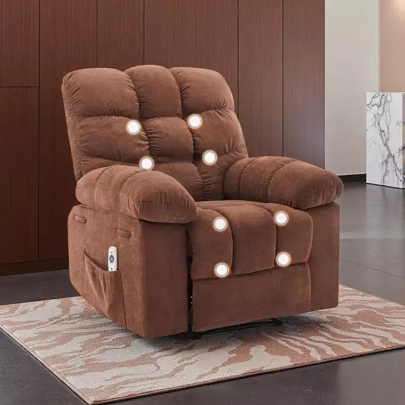 Fauteuil inclinable surdimensionné pour adulte avec massage et chaleur, canapé inclinable rembourré en tissu respirant pour salon