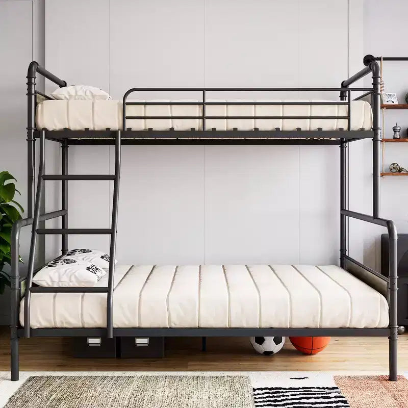 Lits superposés en métal, une place et demie, robustes, avec échelle inclinée et garde-corps de sécurité, gain de place, pour dortoir, chambre, appartement