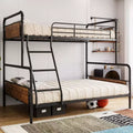 Metal Bunk Beds, Twin Over Full Size, Heavy Duty, with Angled Ladder and Safety Guardrails, Space Saving, for Dorm, Bedroom, Apartment