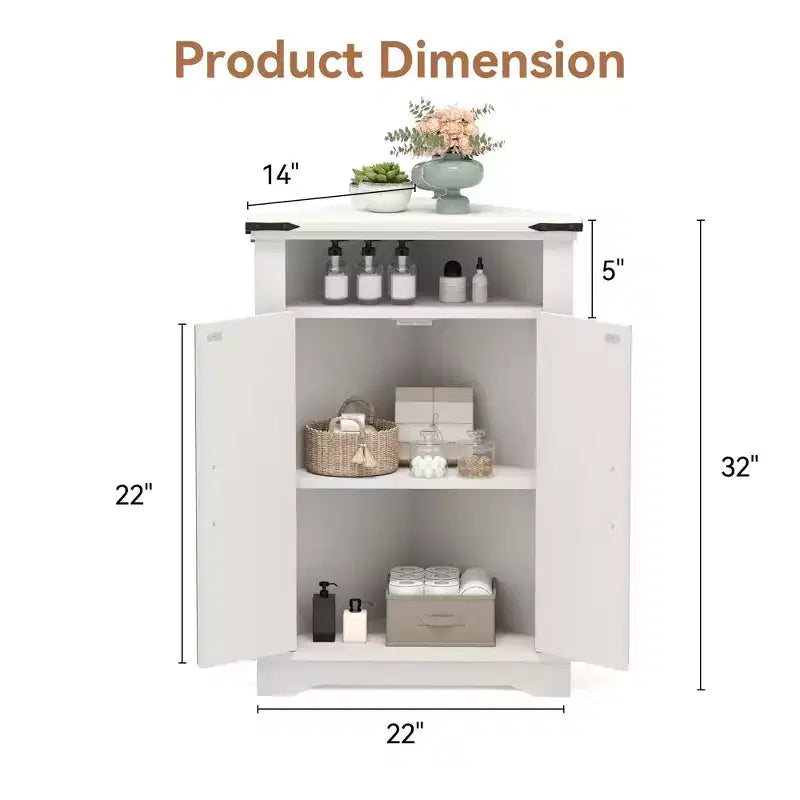 Meuble d'angle de salle de bain rustique avec porte coulissante – Rangement à étagère réglable pour salle de bain/cuisine/salon (1 pièce)