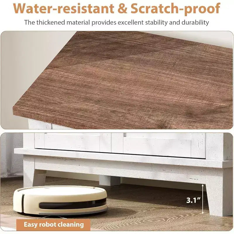Meuble de rangement rustique avec étagères réglables, organisateur de style fermier avec portes à lattes pour la cuisine et l'entrée