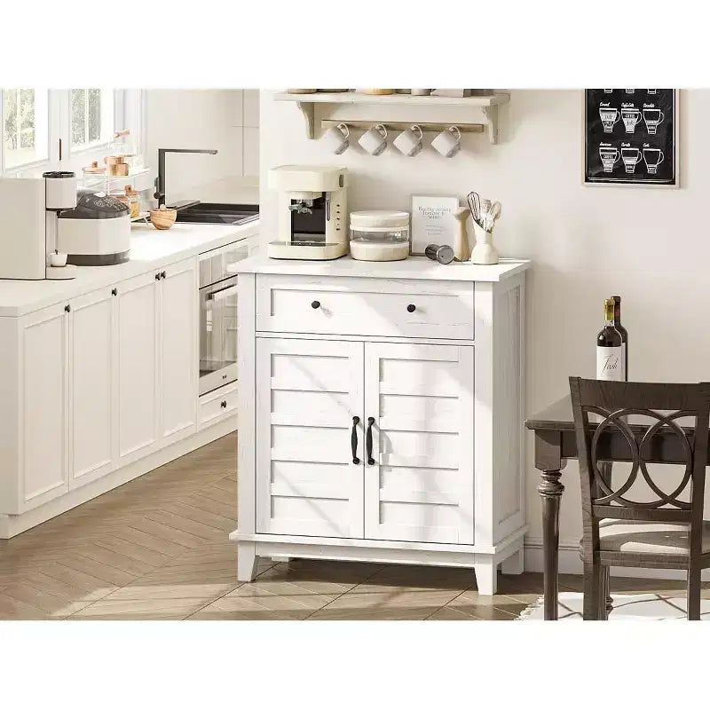 Meuble de rangement rustique avec étagères réglables, organisateur de style fermier avec portes à lattes pour la cuisine et l'entrée