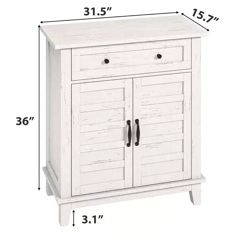 Meuble de rangement rustique avec étagères réglables, organisateur de style fermier avec portes à lattes pour la cuisine et l'entrée