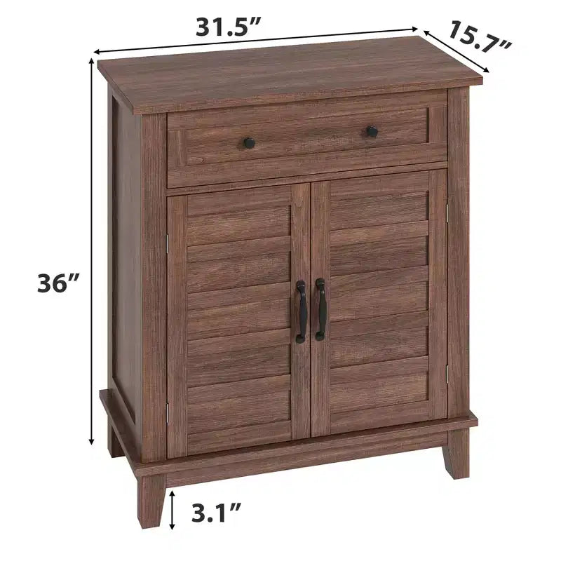 Meuble de rangement rustique avec étagères réglables, organisateur de style fermier avec portes à lattes pour la cuisine et l'entrée